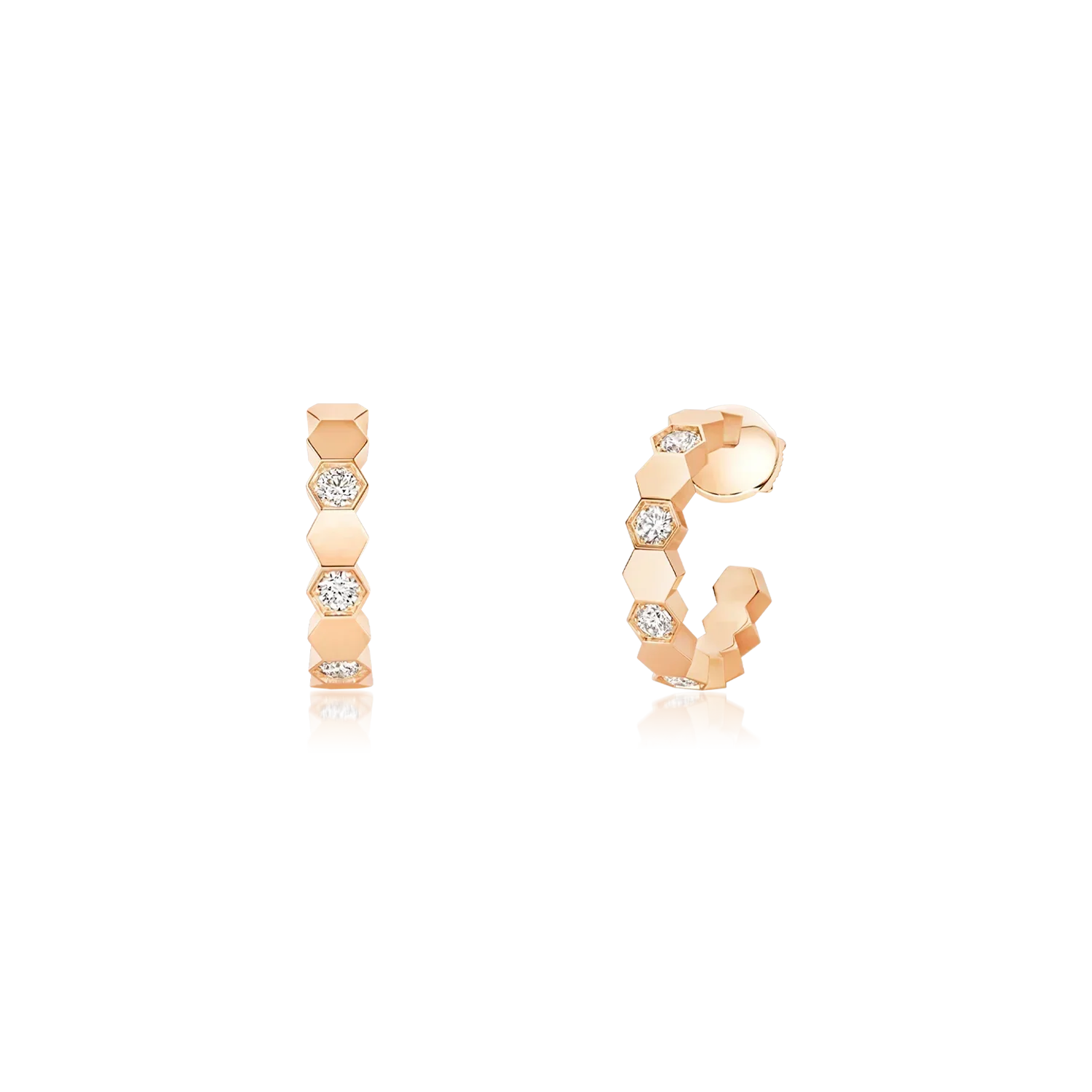 CHAUMET HONEE PINK GOLD DIAMOND HOOP EARRINGS