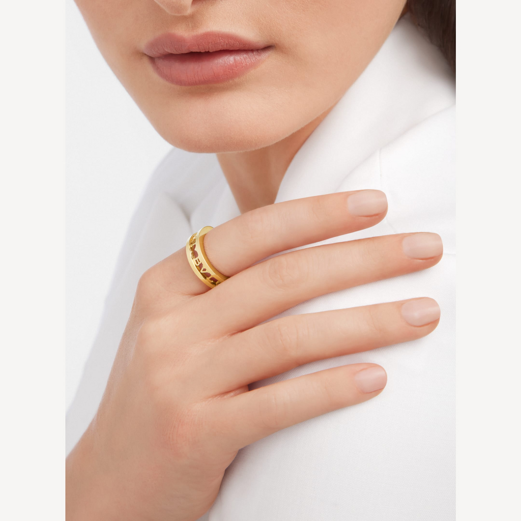 BVLGARI ZERO 1 ONE-BAND WITH OPENWORK LOGO SPIRAL RING