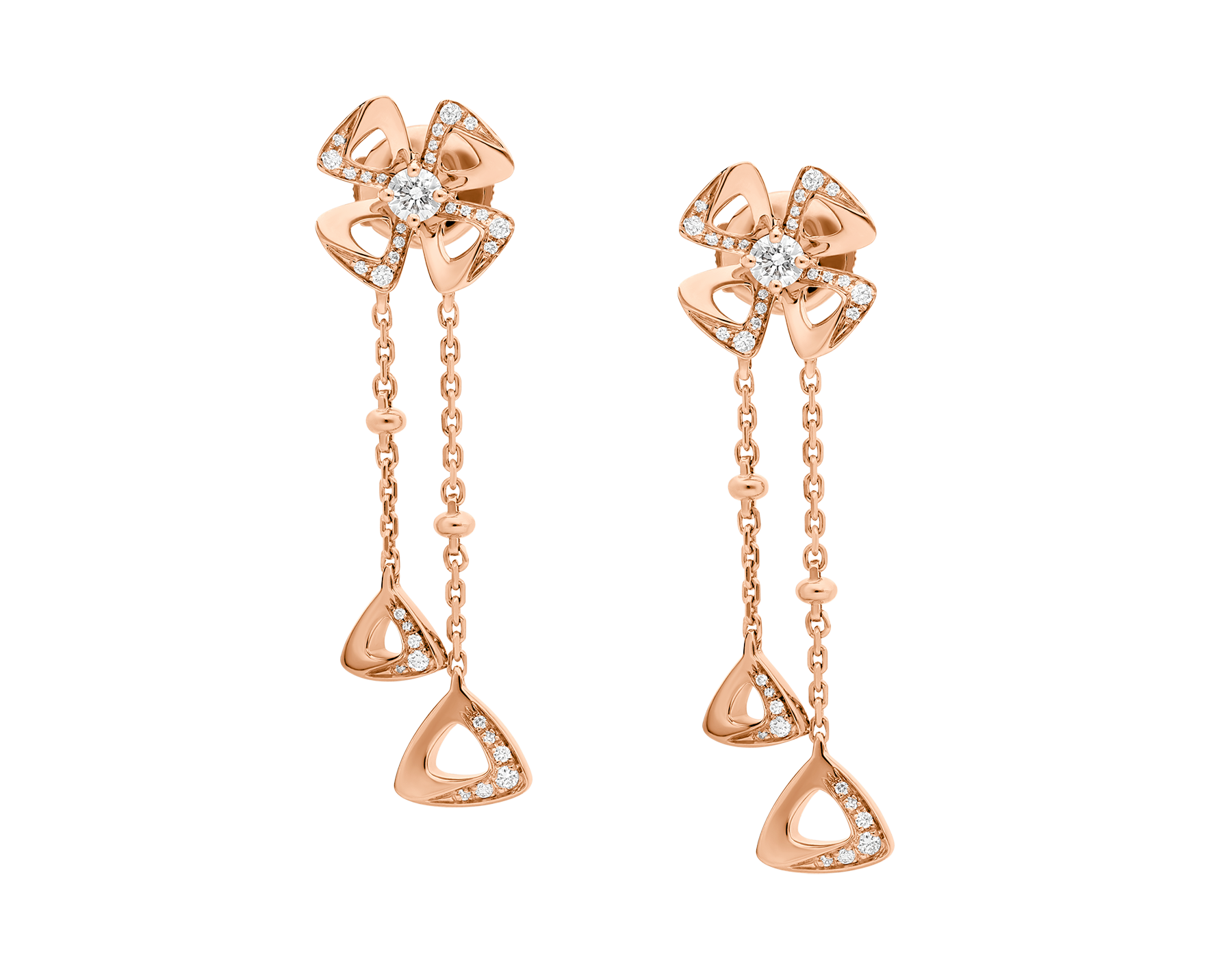 BVLGARI FIOREVER PINK GOLD DIAMONDS EARRINGS