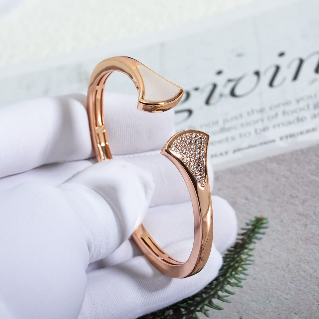 BVLGARI DREAM BRACELET OPEN PINK GOLD MOP DIAMOND