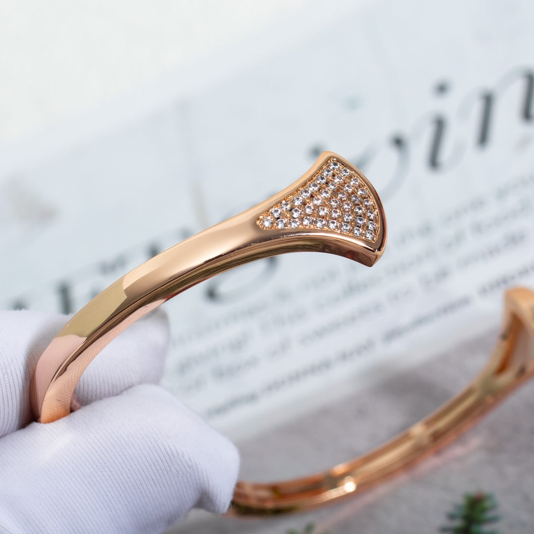 BVLGARI DREAM BRACELET OPEN PINK GOLD MOP DIAMOND