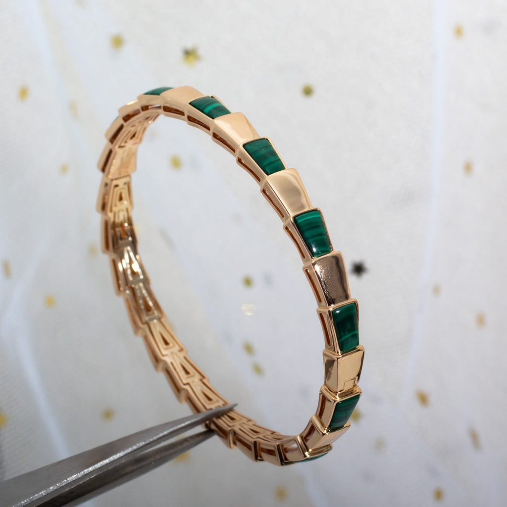 BVLGARI SERPENTI BRACELET PINK GOLD MALACHITE
