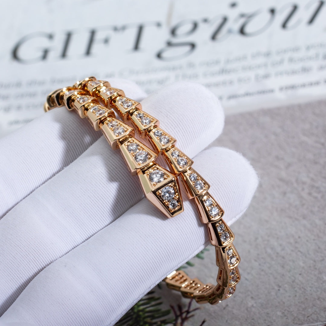 BVLGARI SERPENTI BRACELET 6.8MM PINK GOLD DIAMOND