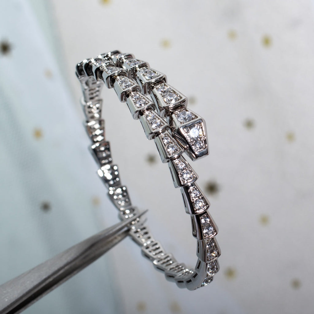 BVLGARI SERPENTI BRACELET 6MM SILVER DIAMOND