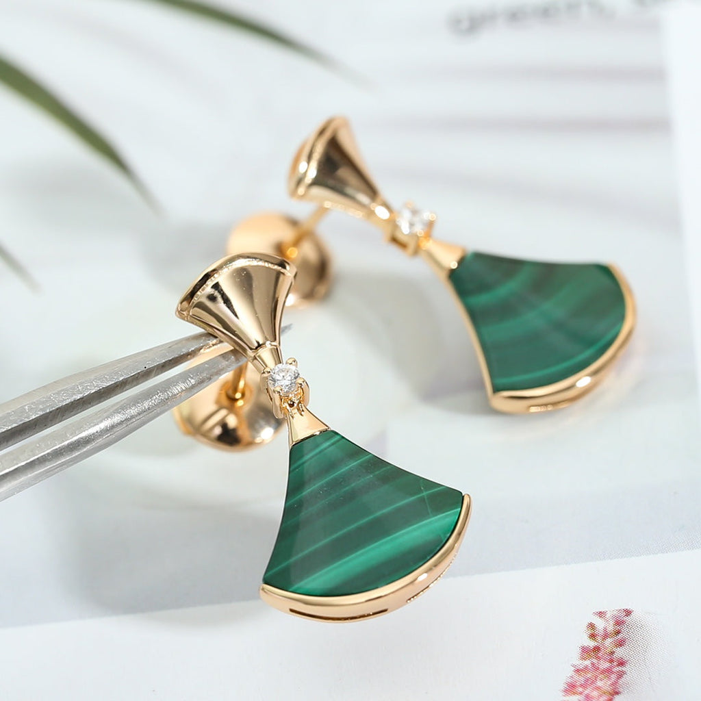 BVLGARI DREAM MALACHITE PINK GOLD EARRINGS