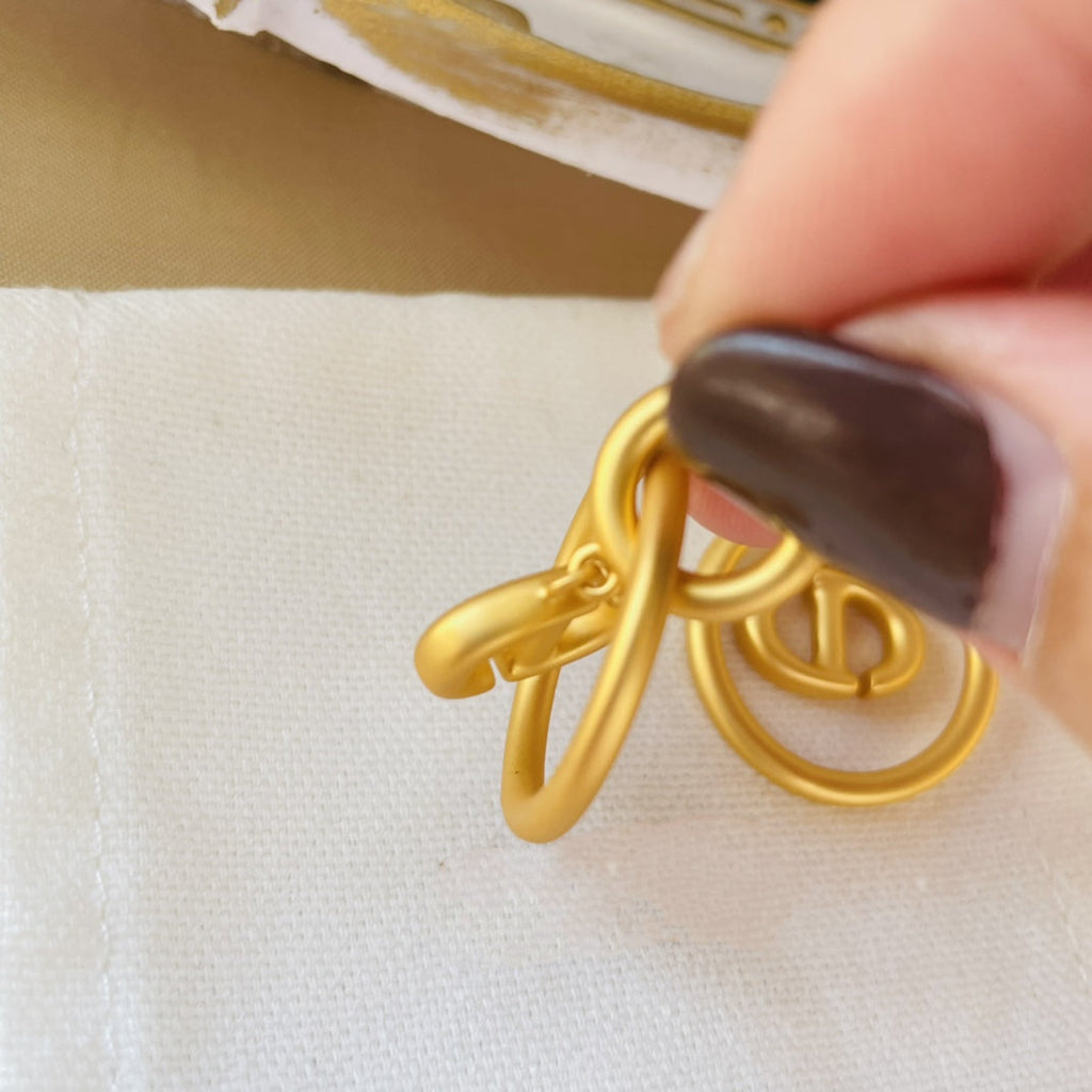 DIOR CD NAVY EARRINGS GOLD