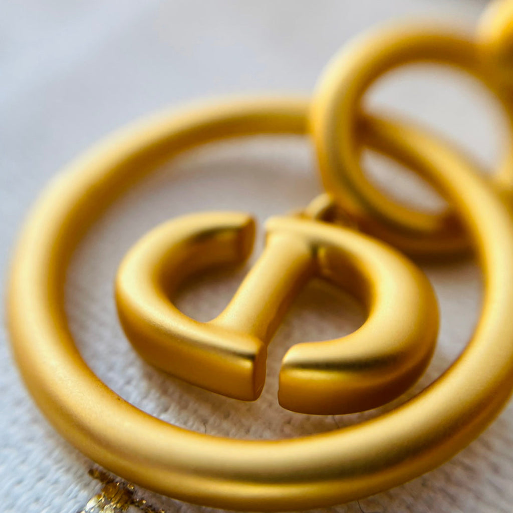 DIOR CD NAVY EARRINGS GOLD