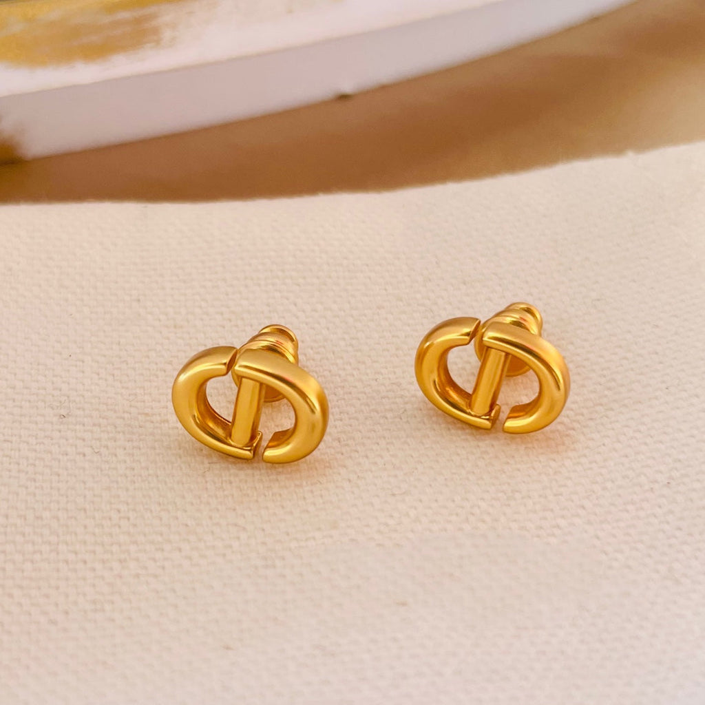 DIOR PETIT CD STUD EARRINGS GOLD