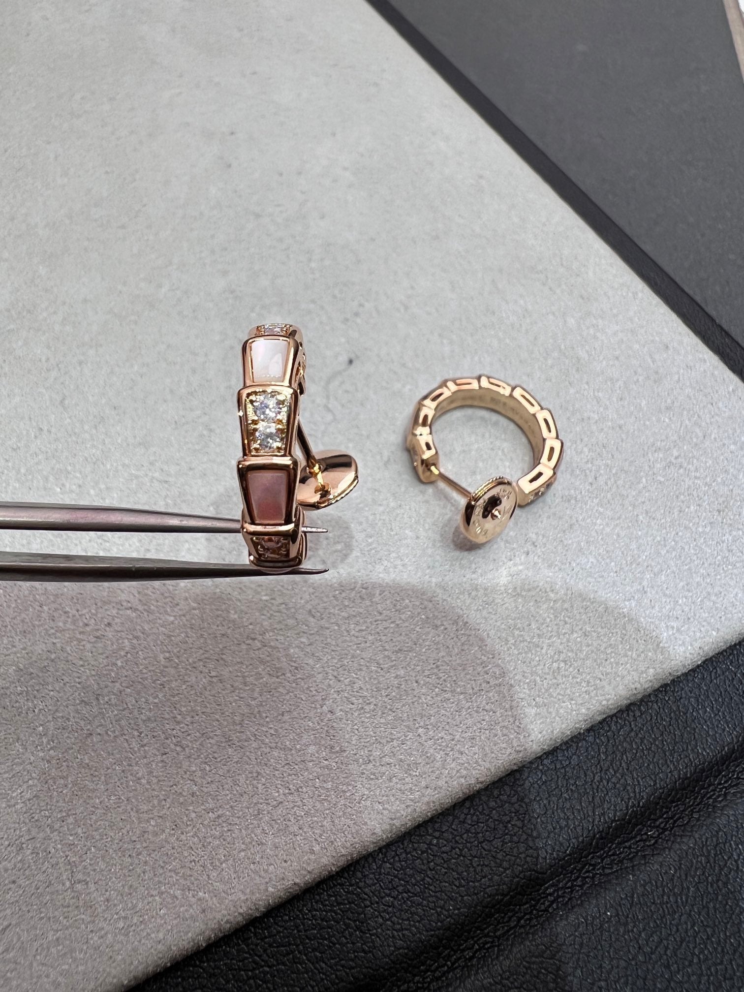 BVLGARI SERPENTI MOP PINK GOLD EARRINGS