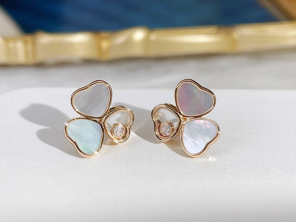 CHOPARD HAPPY WING MOP EARRINGS 1 DIAMOND