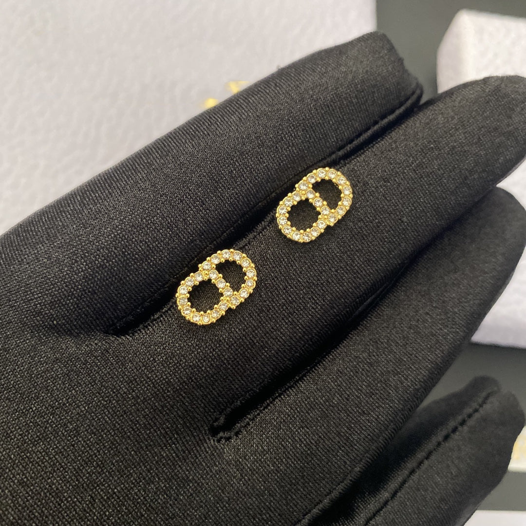 DIOR CD DROP EARRINGS GOLD DIAMOND