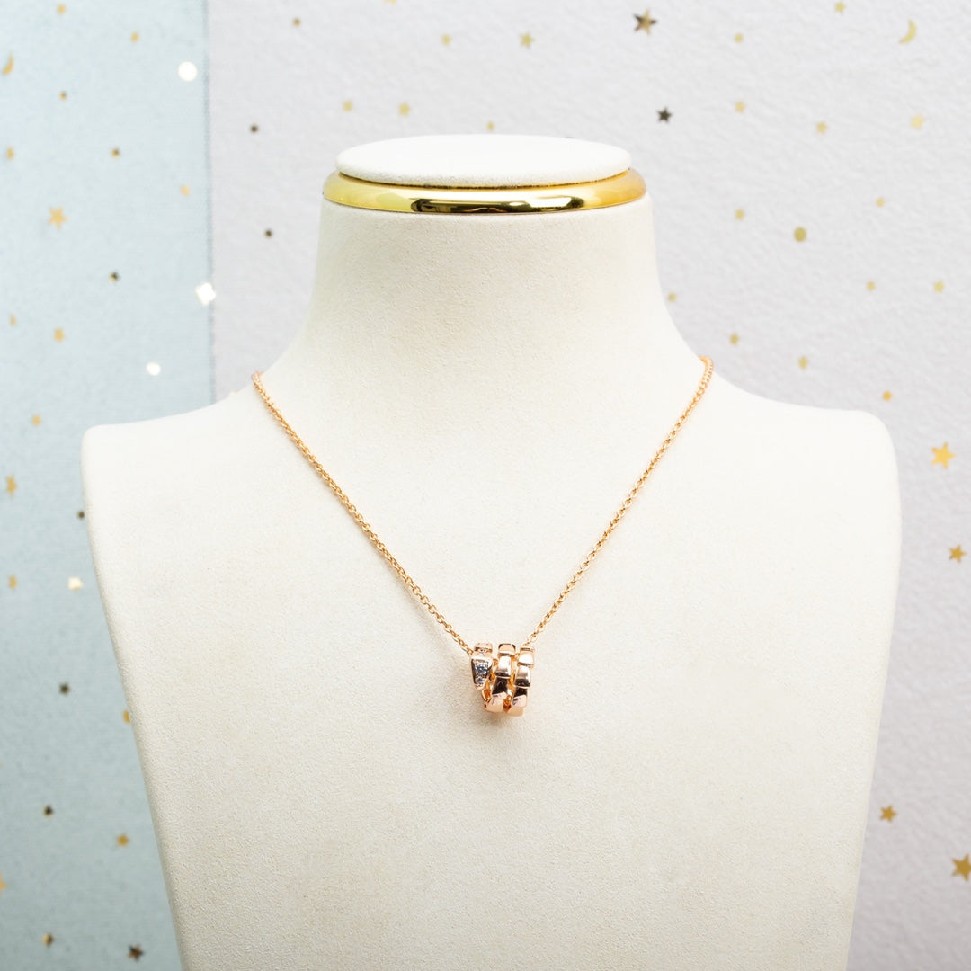 BVLGARI SERPENTI PINK GOLD NECKLACE DIAMOND