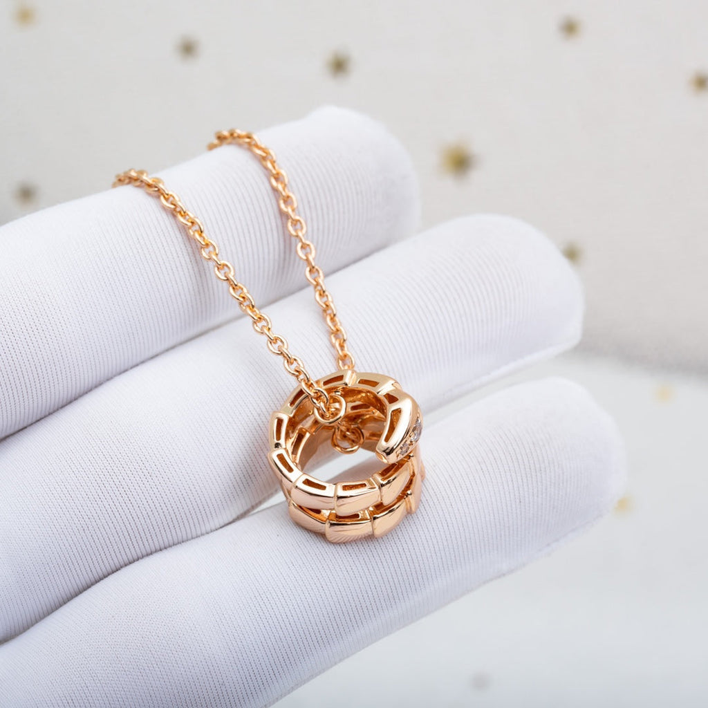 BVLGARI SERPENTI PINK GOLD NECKLACE DIAMOND