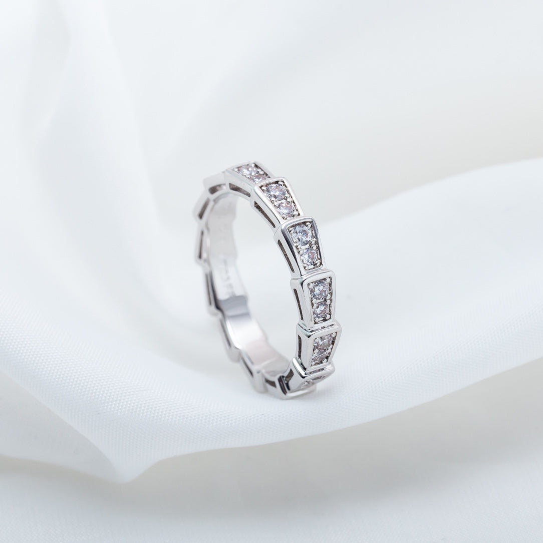 BVLGARI SERPENTI RING SILVER DIAMOND PAVED 3MM