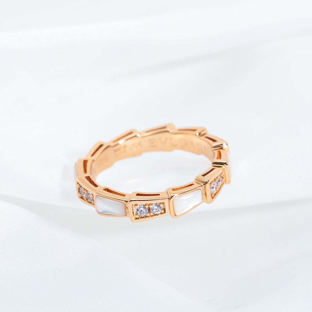 BVLGARI SERPENTI RING PINK GOLD DIAMOND MOP 3MM