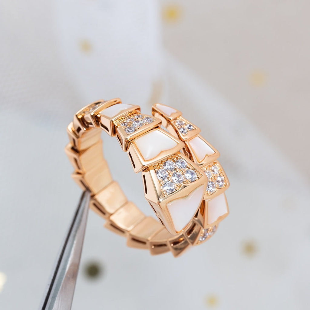 BVLGARI SERPENTI RING PINK GOLD DIAMOND MOP