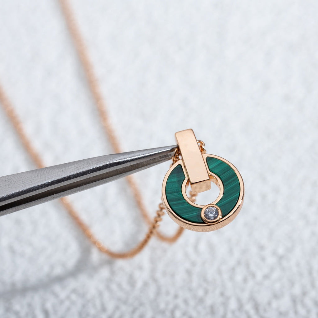 BVLGARI GARI NECKLACE PINK GOLD MALACHITE