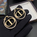 DIOR CD EARRINGS GOLD DIAMOND 33MM