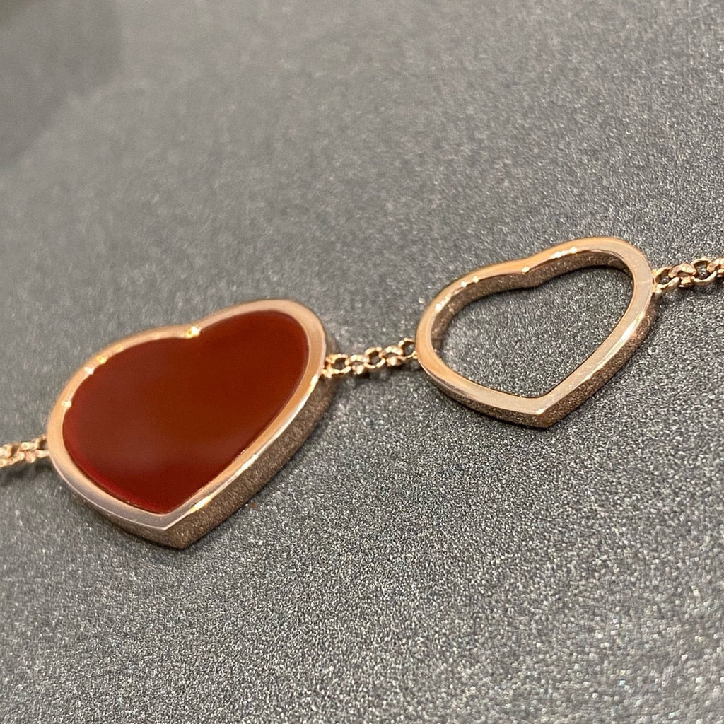 CHOPARD HAPPY HEART CARNELIAN PINK GOLD BRACELET