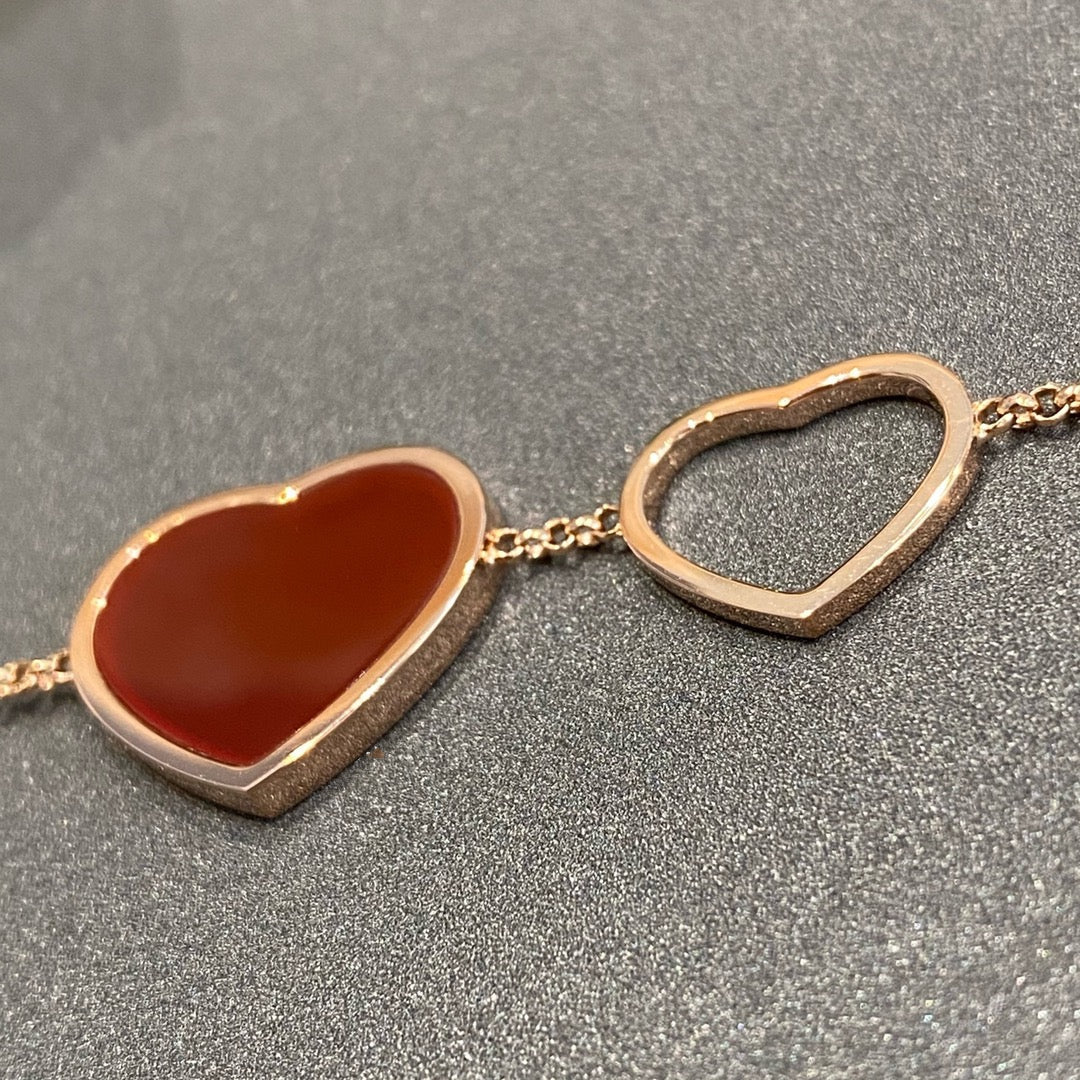 CHOPARD HAPPY HEART CARNELIAN PINK GOLD BRACELET