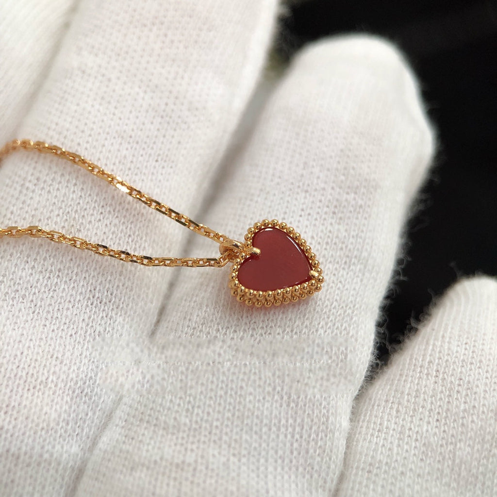 CHOPARD HEART CARNELIAN PINK GOLD NECKLACE