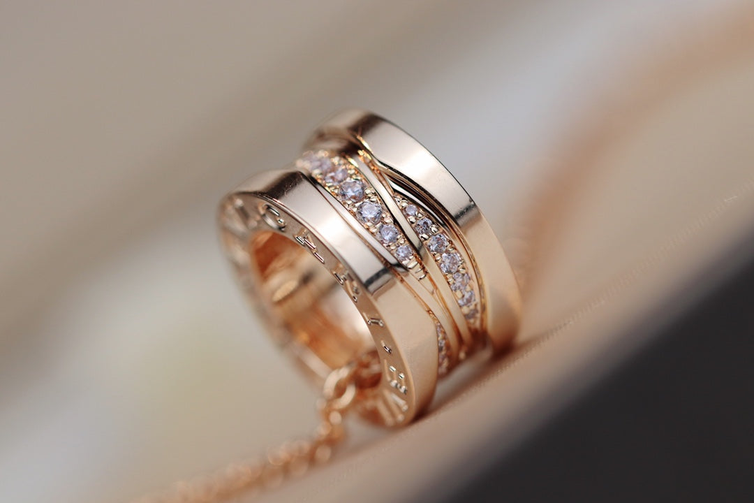 BVLGARI ZERO 1 PINK GOLD NECKLACE DIAMOND