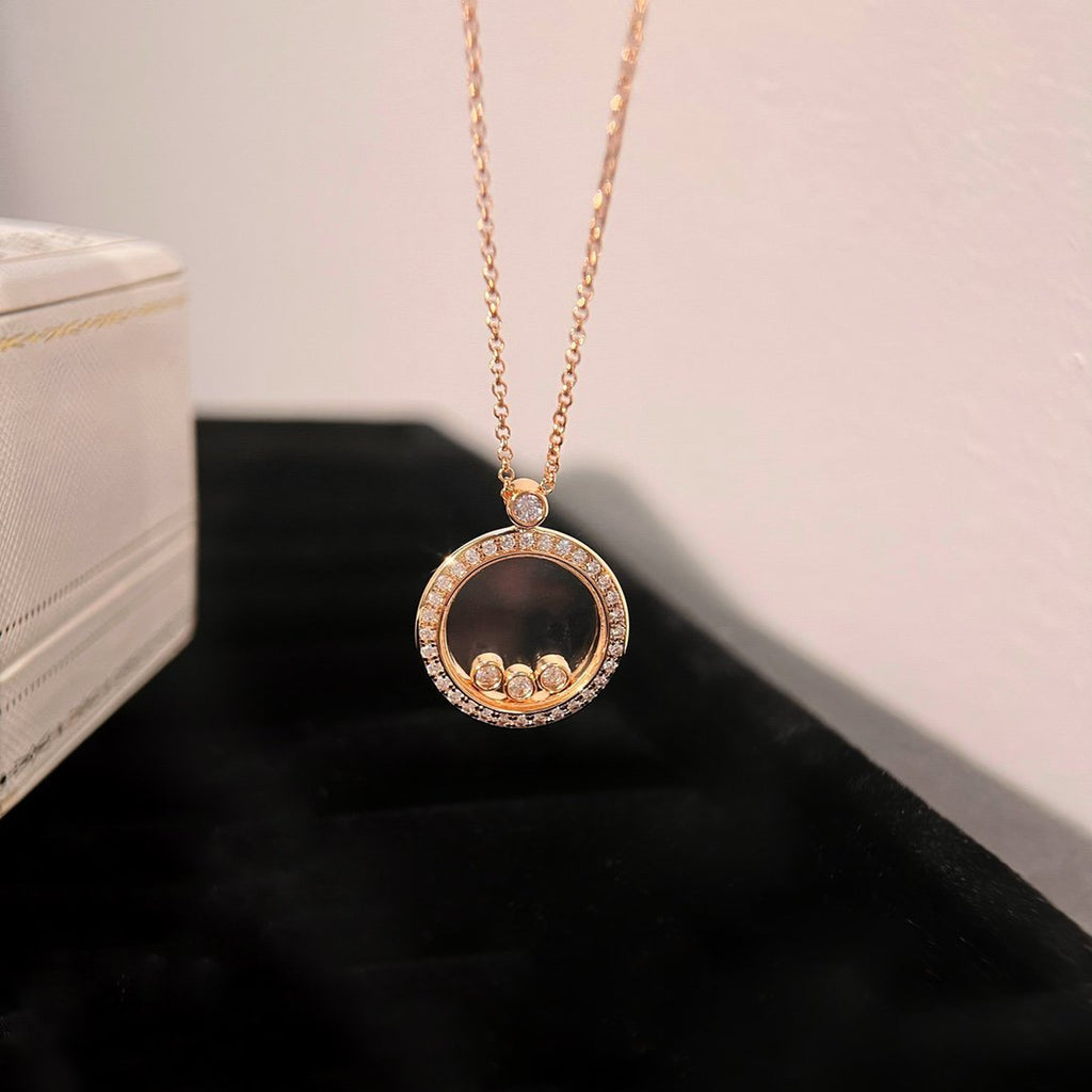 CHOPARD HAPPY HEART DIAMOND PINK GOLD NECKLACE
