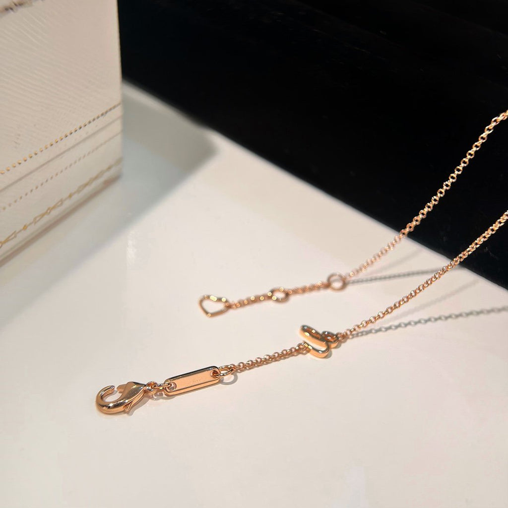 CHOPARD HAPPY HEART DIAMOND PINK GOLD NECKLACE
