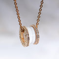 BVLGARI ZERO 1 WHITE CERAMIC PINK GOLD DIAMOND NECKLACE