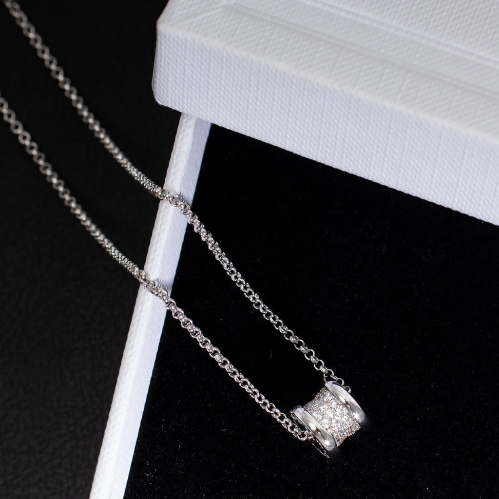 BVLGARI ZERO 1 SILVER DIAMOND NECKLACE