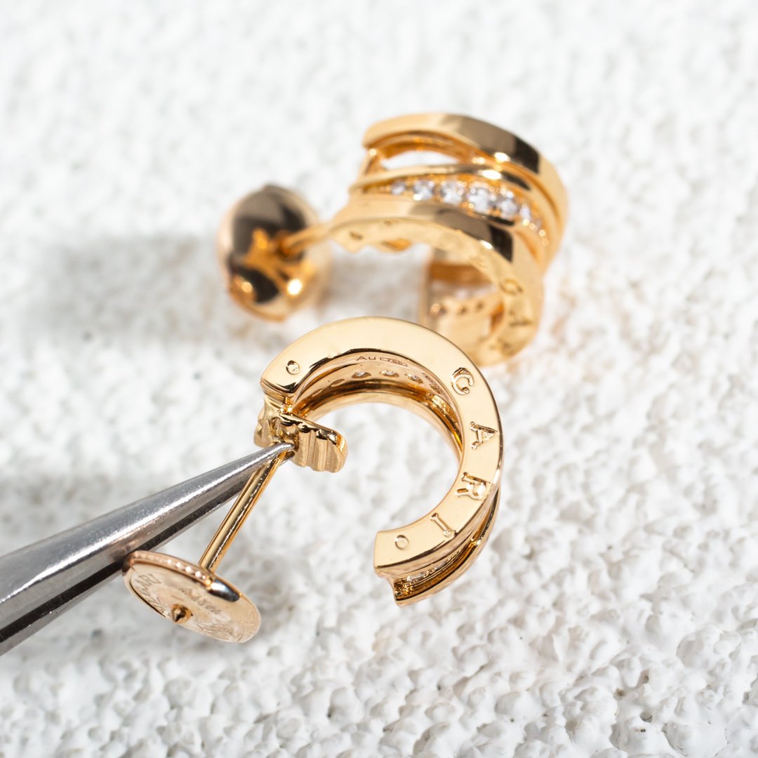 BVLGARI ZERO 1 PINK GOLD DIAMONDS EARRINGS