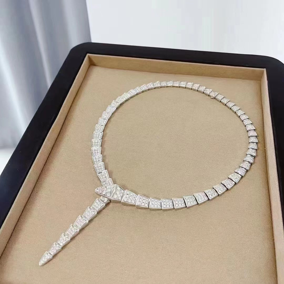 BVLGARI SERPENTI SILVER DIAMOND NECKLACE