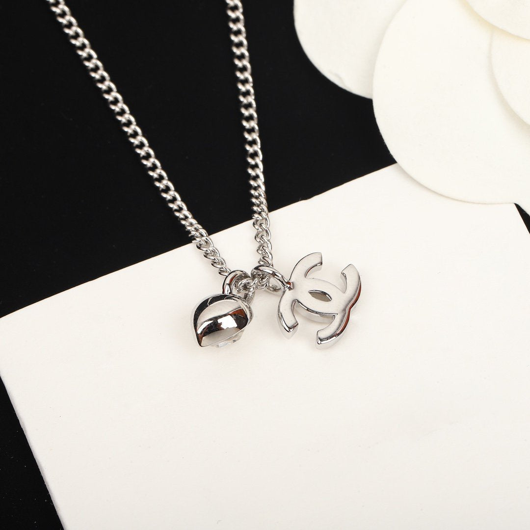 Chanel Double C Heart Diamond Necklace