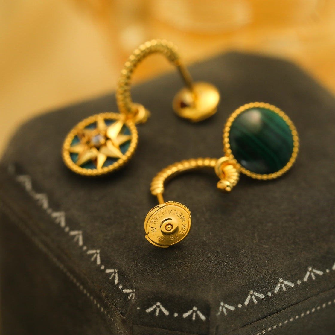 DIOR LUCKY STAR GOLD MALACHITE EARRINGS