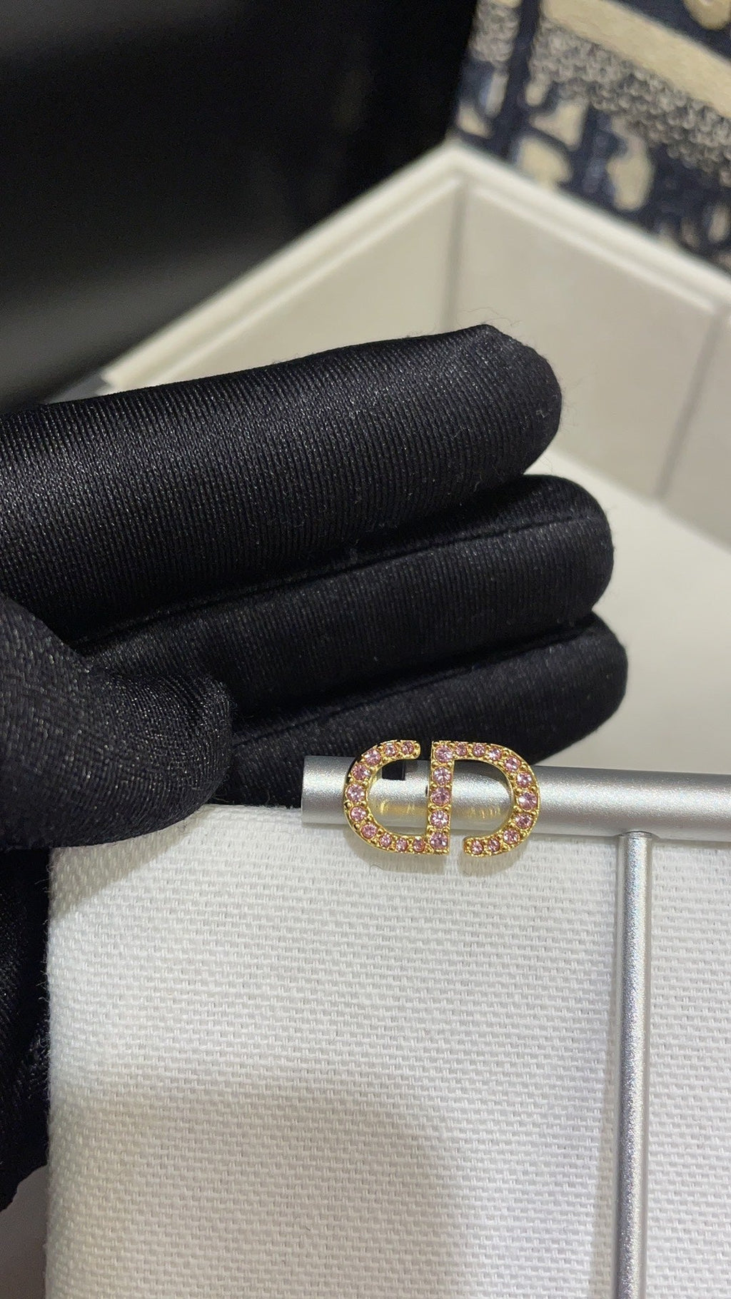 DIOR PETIT CD DIAMOND GOLD STUD EARRINGS