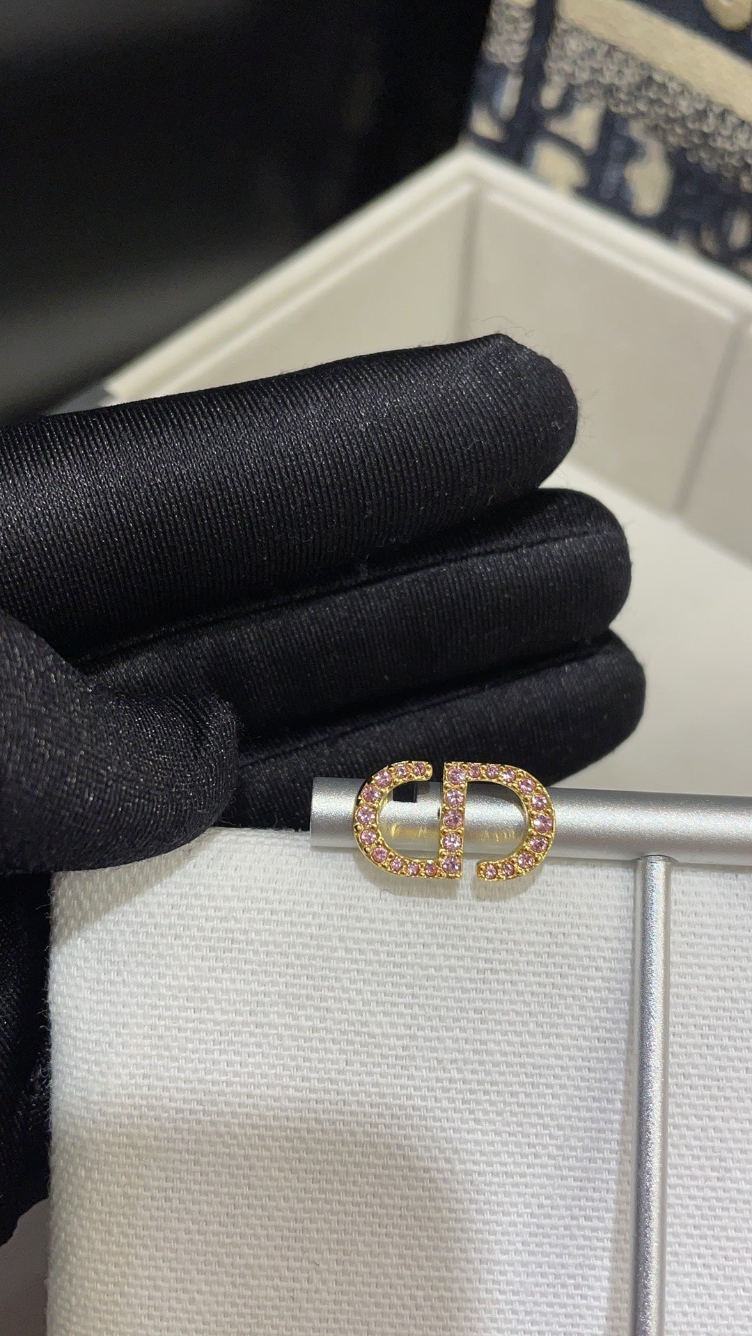 DIOR PETIT CD DIAMOND GOLD STUD EARRINGS