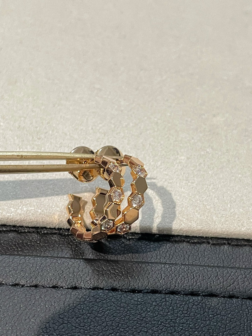 CHAUMET HONEE PINK GOLD DIAMOND HOOP EARRINGS