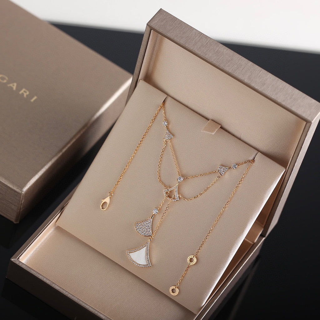 BVLGARI DREAM DOUBLE CHAIN PINK GOLD NECKLACE