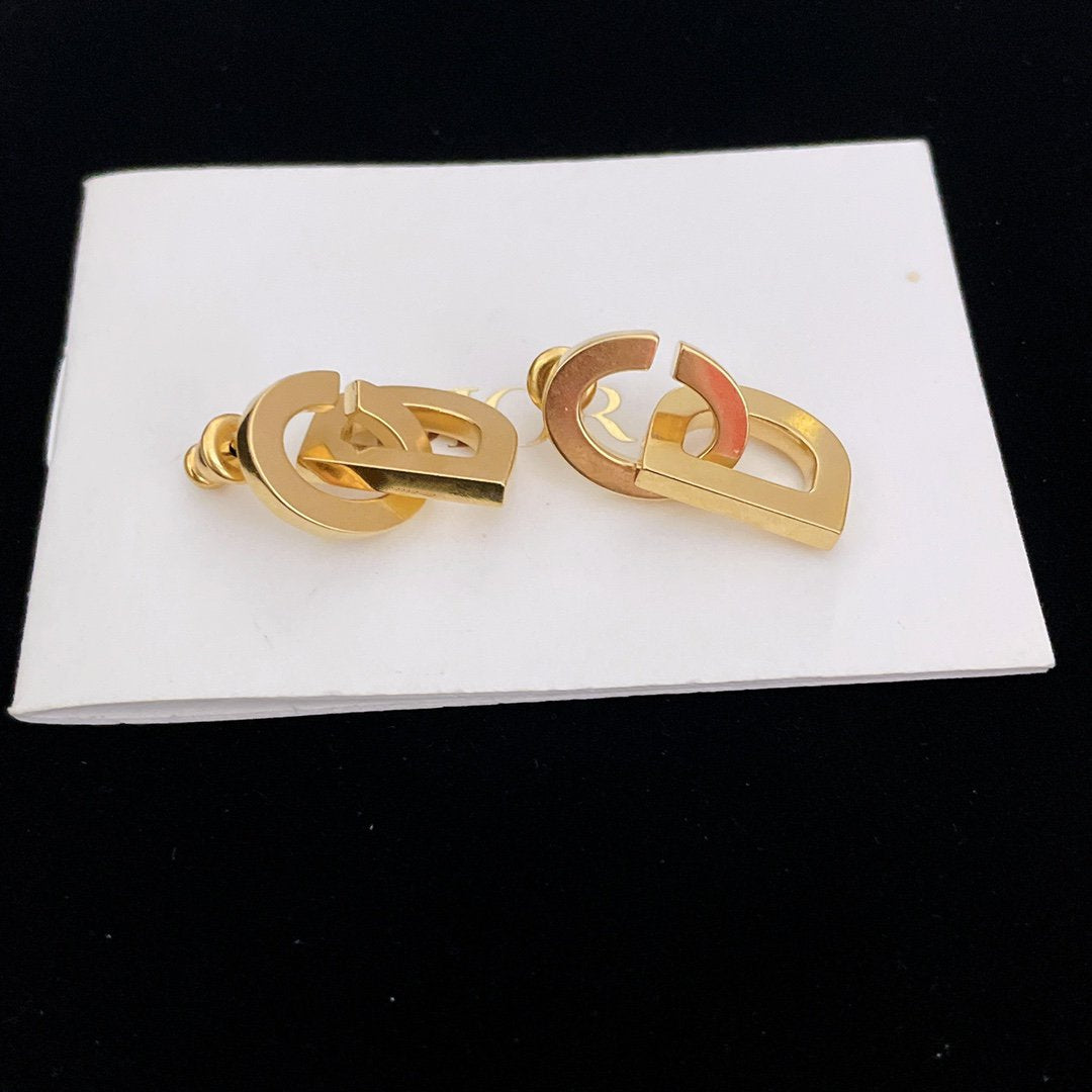 DIOR CD DROP GOLD EARRINGS