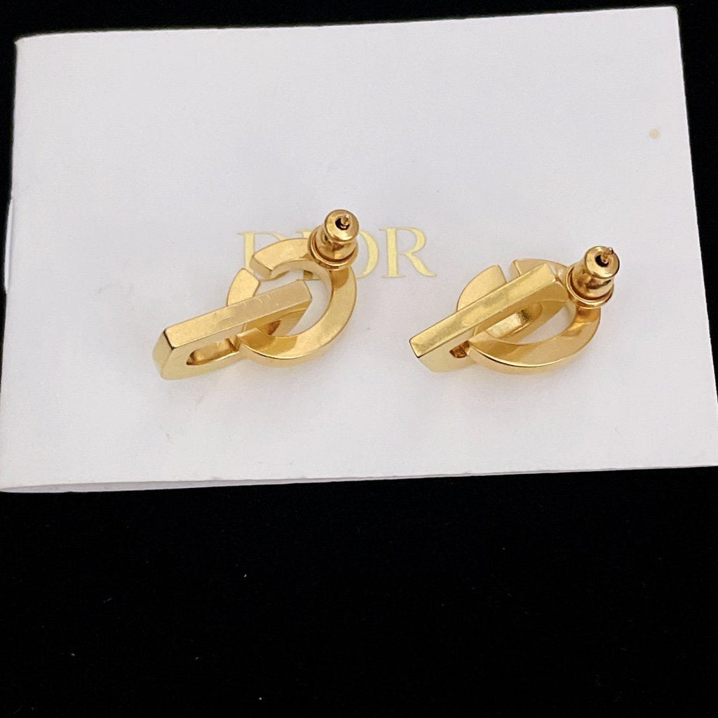 DIOR CD DROP GOLD EARRINGS