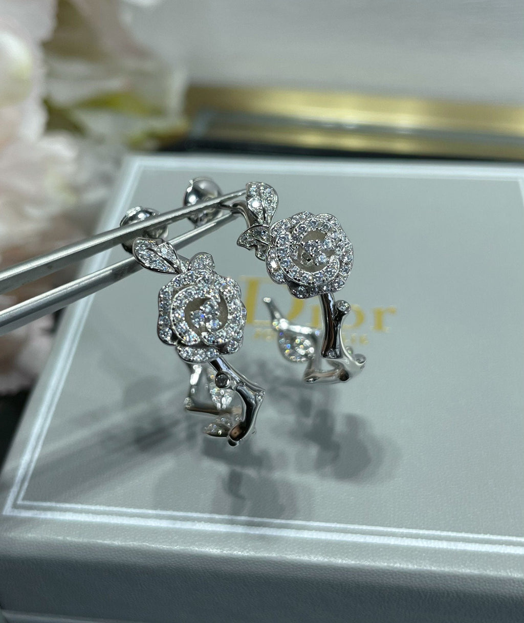 DIOR ROSE BAGATELLE DIAMOND EARRINGS