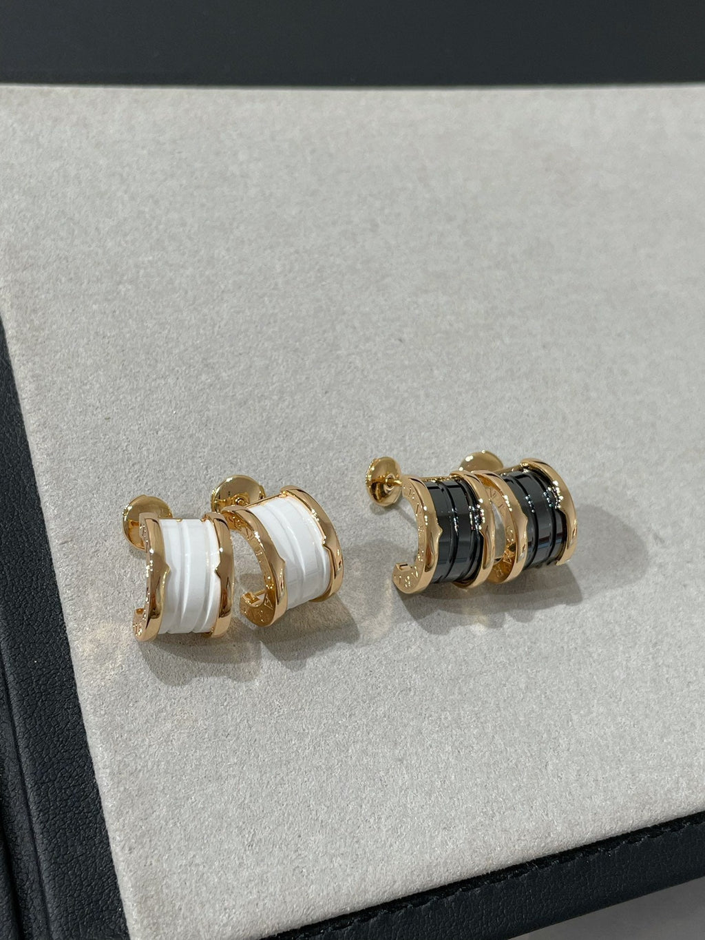 BVLGARI ZERO 1 PINK GOLD CERAMIC EARRINGS