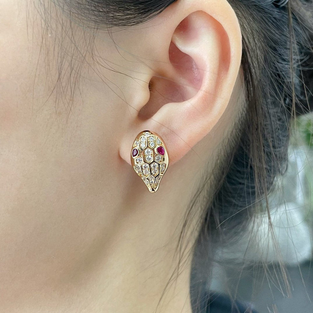 BVLGARI SERPENT DIAMOND STUD EARRINGS