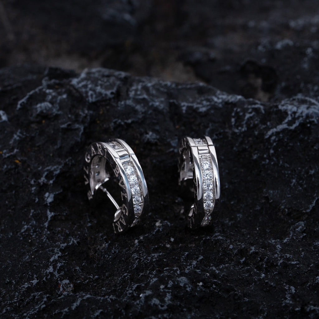 BVLGARI ZERO 1 MINI SILVER DIAMOND EARRINGS