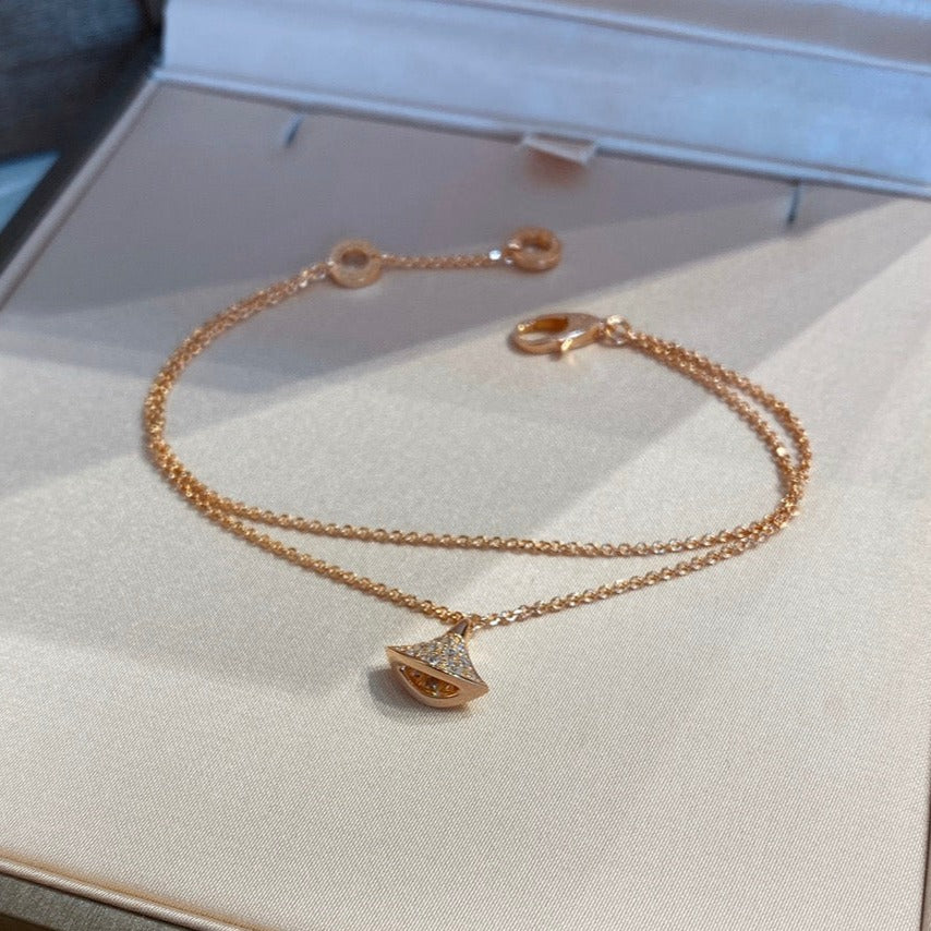 BVLGARI DREAM 1 MOTIF DIAMOND DOUBLE CHAIN BRACELET