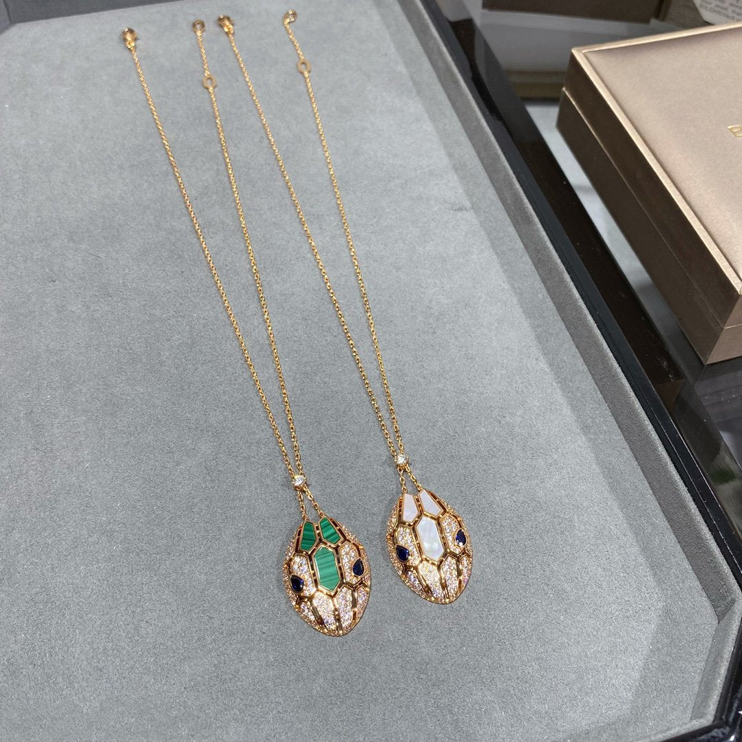 BVLGARI SERPENT PINK GOLD DIAMOND NECKLACE
