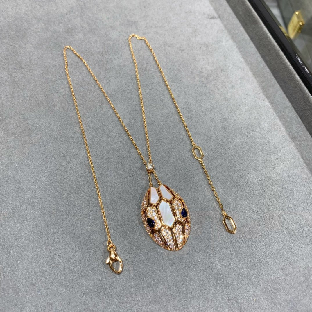 BVLGARI SERPENT PINK GOLD DIAMOND NECKLACE