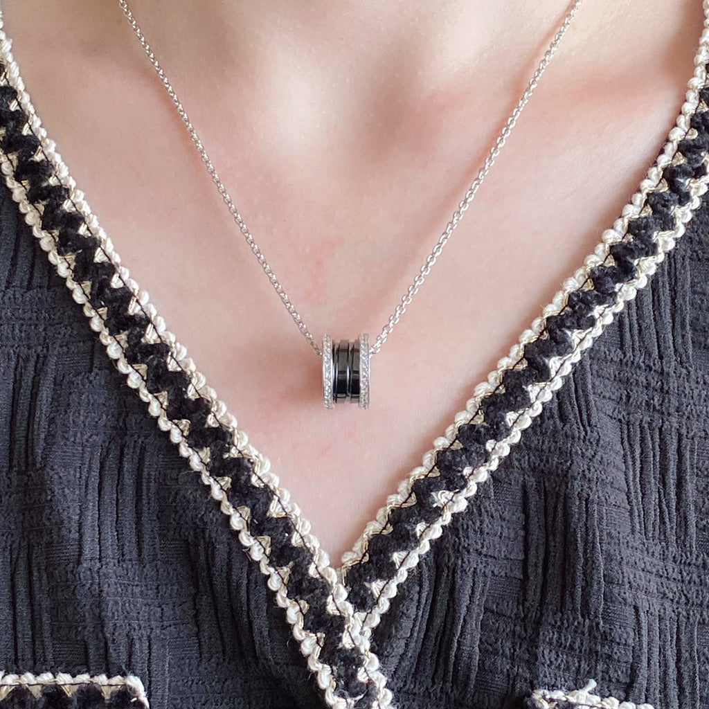 BVLGARI ZERO 1 DIAMOND CERAMIC NECKLACE