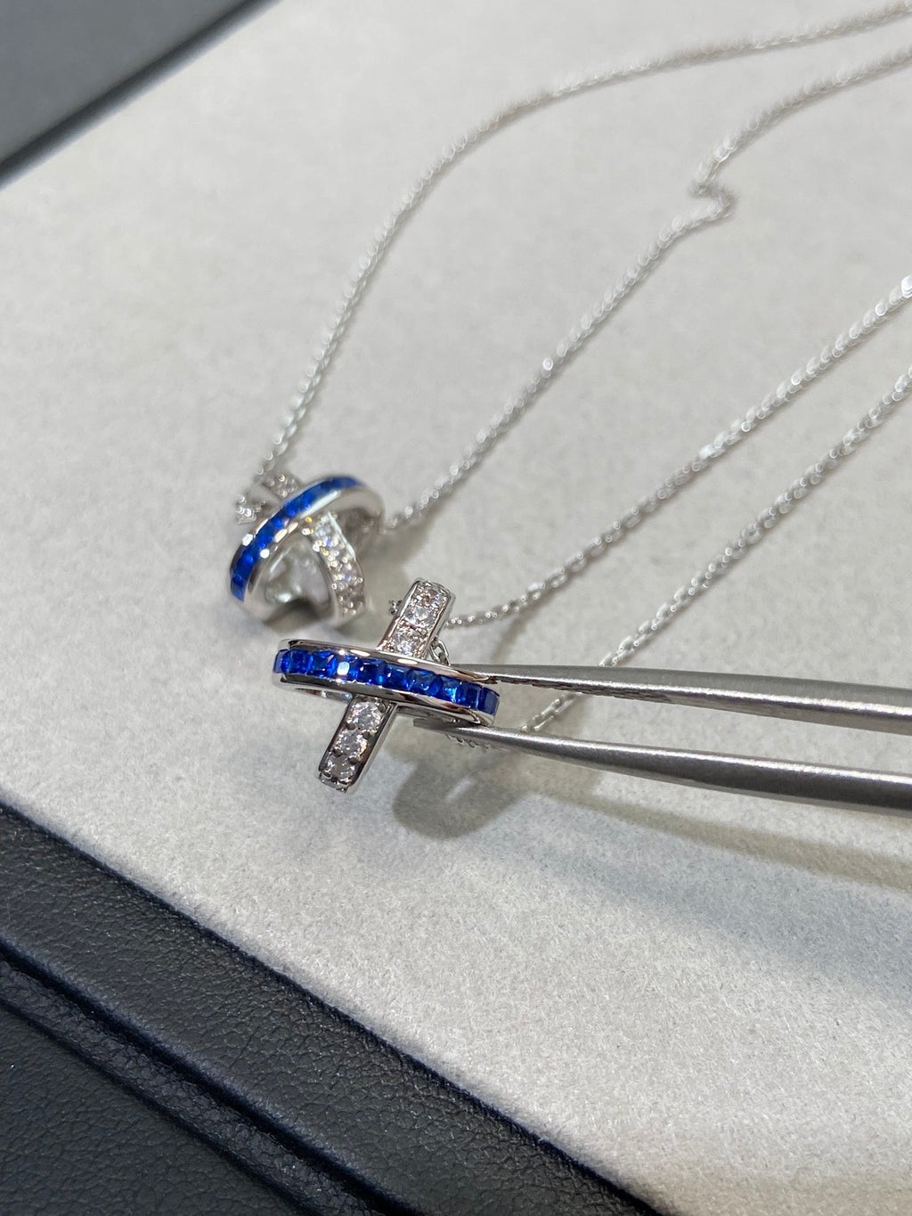 CHAUMET LIENS SILVER BLUE DIAMOND NECKLACE