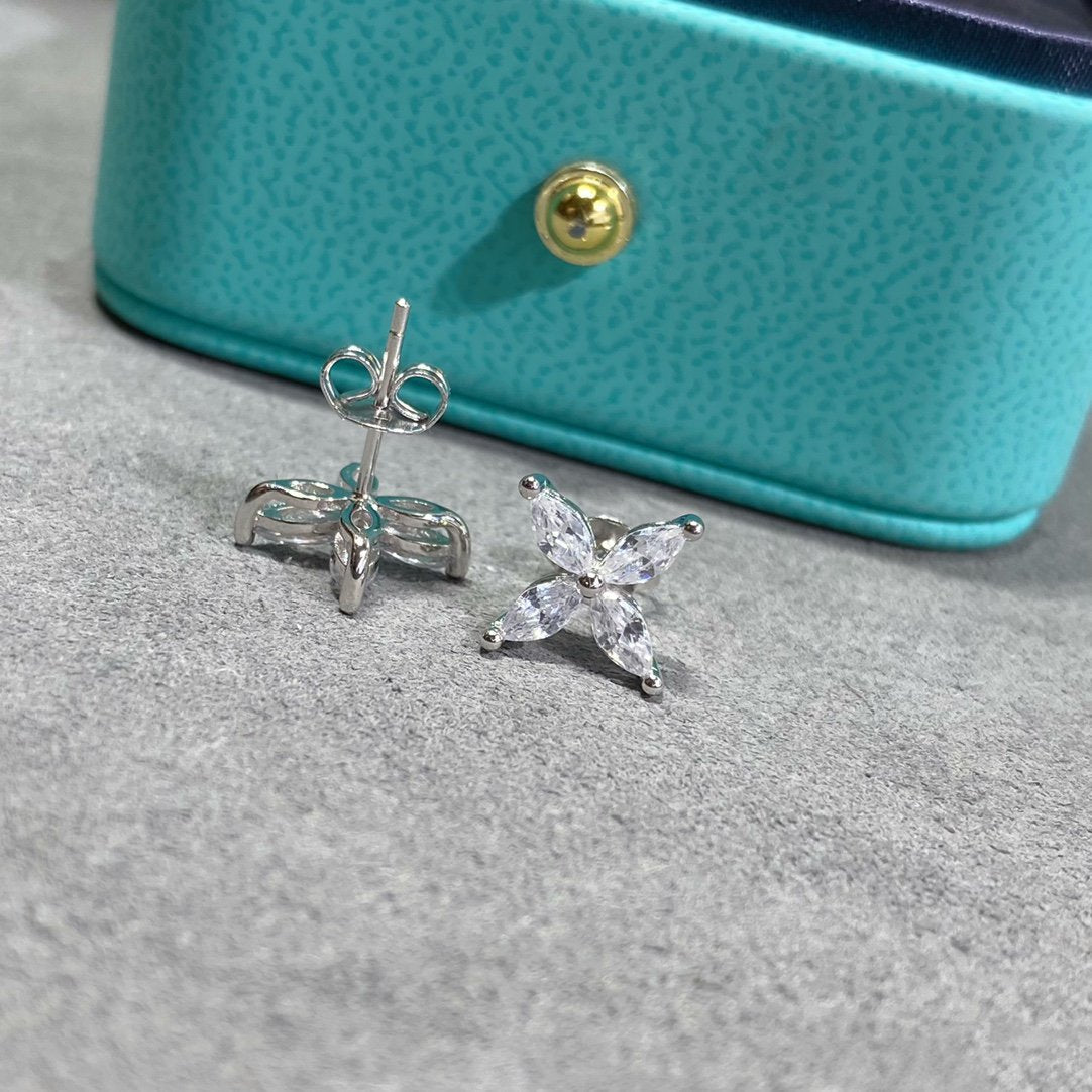 TIFFANY VICTORIA SILVER DIAMOND STUD MINI EARRINGS